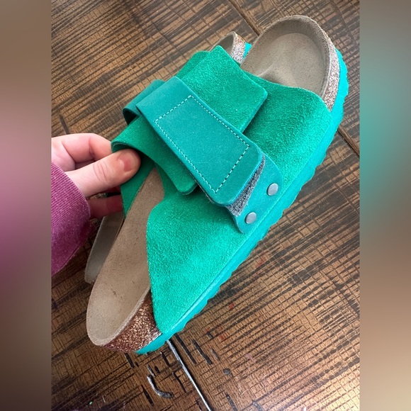 Birkenstock Kyoto Nubuck-Suede Leather Sandals digital green - Picture 3 of 7